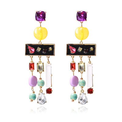 

Hot Fashion Jewelry Candy Color Geometric Long Earrings for Women Fashion Bohemian Statement Big water drop Earrings