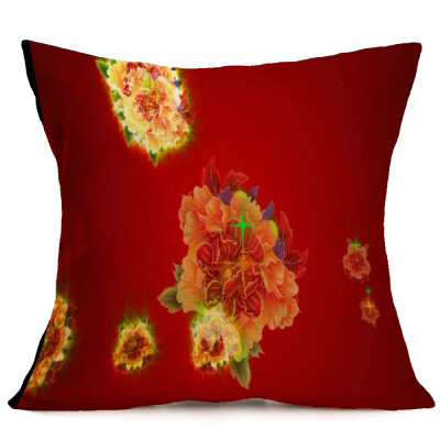 

〖Follure〗Peony Sofa Bed Home Decoration Festival Pillow Case Cushion Cover