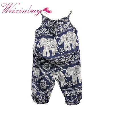 

Fashion Baby Gilrs Clothes Sets Summer Elephant Printed Spaghetti Strap TopPrinted Pants Suits