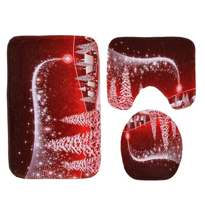 

Christmas Toilet Rug Three-Piece Bathroom Anti-Slip Mat