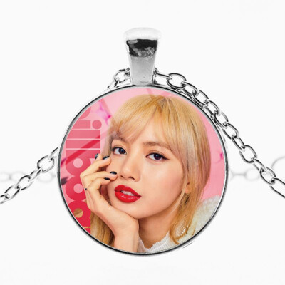 

KPOP BLACKPINK Simple Time Gemstone Necklace Super Cute HD Picture Printing Pendant Necklace Boys Girls Hot Gifts for Fans