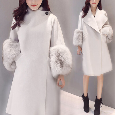 

Toponeto Womens Winter Lapel Wool Coat Trench Jacket Long Sleeve Overcoat Outwear