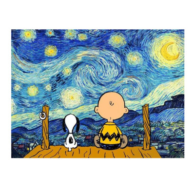 

The Starry Night Monk And Dog Abstract Art DIY Oil Painting Paint By Numbers For Adults Kids Beginners