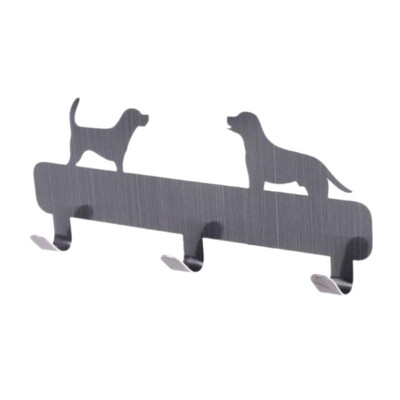 

Home Dog Shaped Stainless Steel Wall 3 Hooks Wall Door Rustic Hanger Clothes Coat Hat Key Hanging Home Kitchen Bathroom Decor