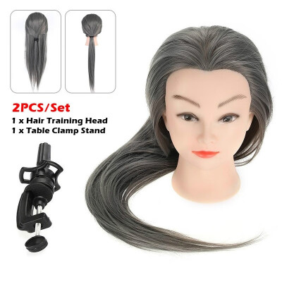 

26" 2Pcsset Hair Hairdressing Training Head Practice Model Clamp Salon Doll Clamp Stand