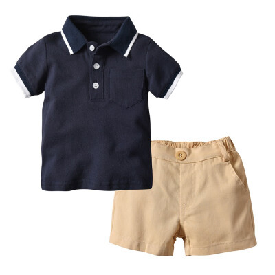 

Summer Baby Boy Clothes Turn-down Collar Short Sleeve T-Shirt Tops Shorts Casual Outfits Clothes