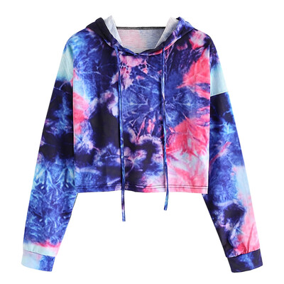 

Tie Dye Cropped Drawstring Hoodie