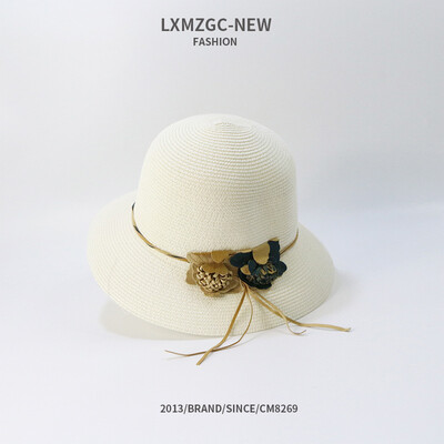 

Summer hat outdoor sun protection big brim hat women straw hat Korean version flowers fashion sun cap new beach hat tide