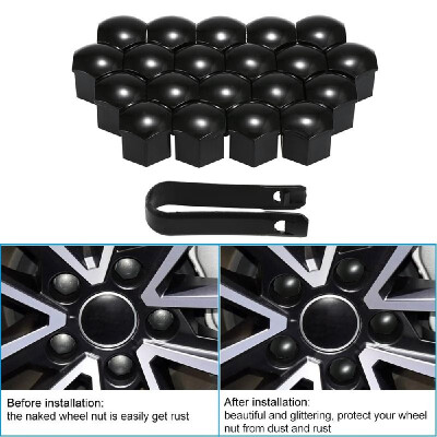 

20pcs Universal 21mm Wheel Nut Covers Plating Lug Nut Caps Screw Protector Black