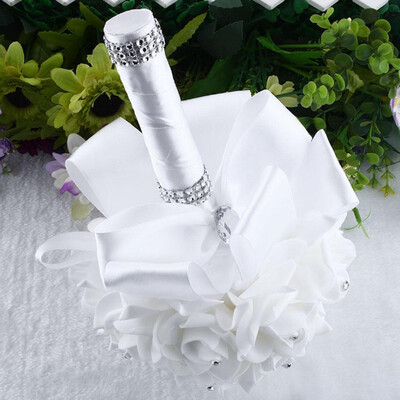 

Gobestart Crystal Rose Pearl Bridesmaid Wedding Bouquet Bridal Artificial Silk Flower Blue