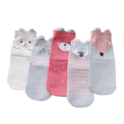 

Autumn Winter Cute 5 Pairs Baby Kids Cute Cartoon Socks Newborn Infant Toddler Soft Cotton Sock Comfortable Ankle Socks For 0-5Y