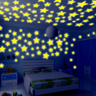 

100 Pieces Wall Stickers Illuminate In The Dark Baby Kids Bedroom Decor Bright Stars of Fluorescent Color Tattoos Wall Stickers
