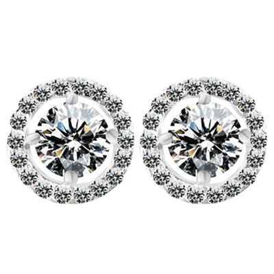 

18K Gold Round Cut White Topaz Diamond Silver Stud Earrings Wedding Party Jewelry Gifts Christmas Gift Novelty