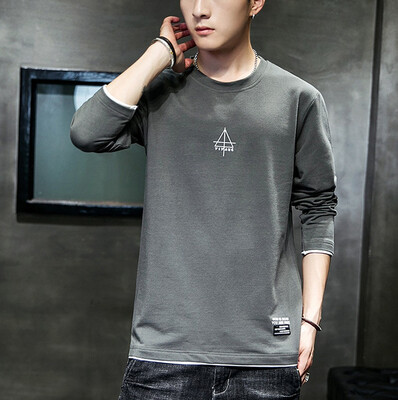 

Toponeto Men Pure Color O-Neck Splicing Long Sleeve Shirt Fashion Long Sleeve Blouse Top