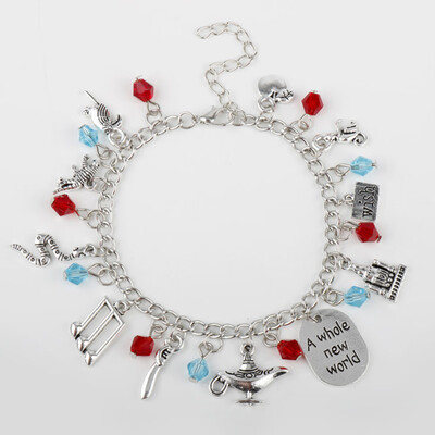 

New Aladdin Charm Bracelets Bangles Letter A Whole New World Animals Bird Castle Chain Life Crystal Romantic Bird Wristhand