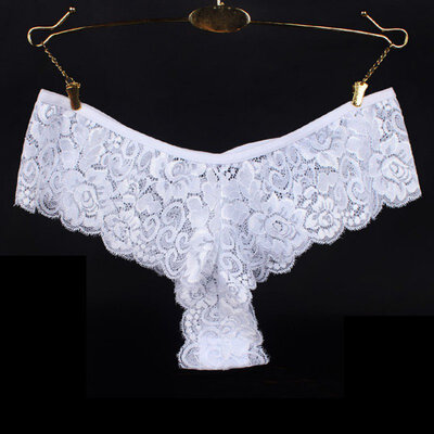 

Sexy Lace Panties Women Hollow Ruffles Solid Color Breathable Hips Low Waist Briefs