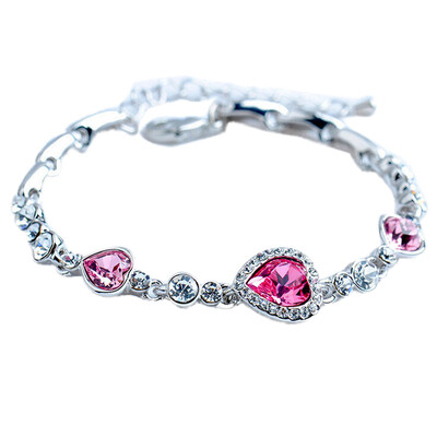 

New Hottest Womens Ladies Crystal Rhinestone Bangle Ocean Blue Bracelet Chain Heart Jewelry