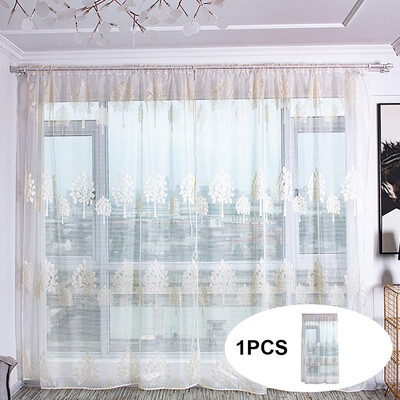

Gobestart Trees Sheer Curtain Tulle Window Treatment Voile Drape Valance Fabric