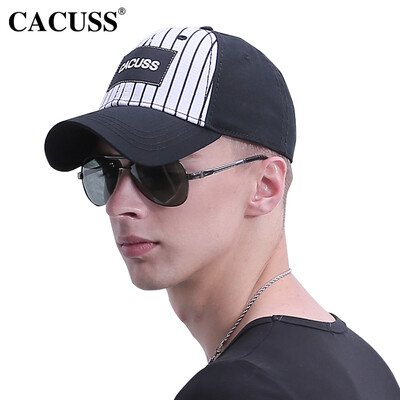 

CACUSS B0122 Hats male baseball cap Korean outdoor sports beach hat black half stripes are code