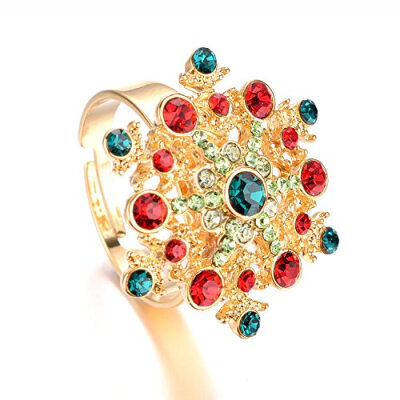 

Yoursfs Colorful Snowflake Регулируемые кольца для женщин Christmas 18K Rose GP Fashion Jewelry