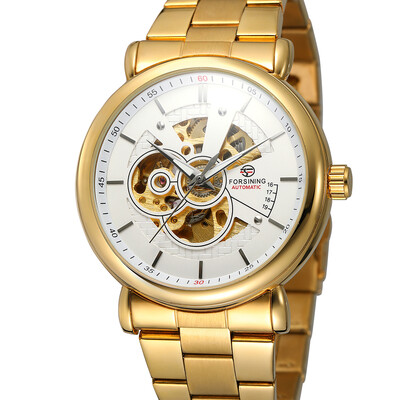 

Forsining 726 Top Brand Automatic Mechanical Business Men Watch Skeleton Men Watch Luxury Fashion Military Stainless Steel Watch w