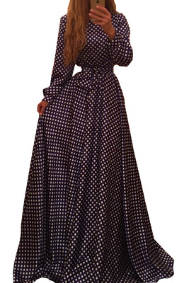 

Lovaru ™summer style 2015 new women dress Long sleeve elegant dot printed dresses fashion casual style