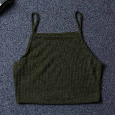

Women's sleeveless solid color short paragraph knitted sweater 5 color