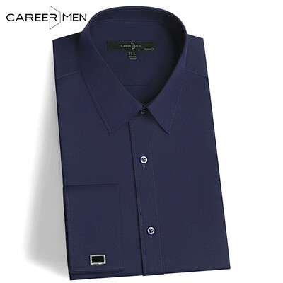 

CareerMen Mens Regular Fit Non Iron Point Collar French Cuff Simplicity Long Sleeve Dress Shirt
