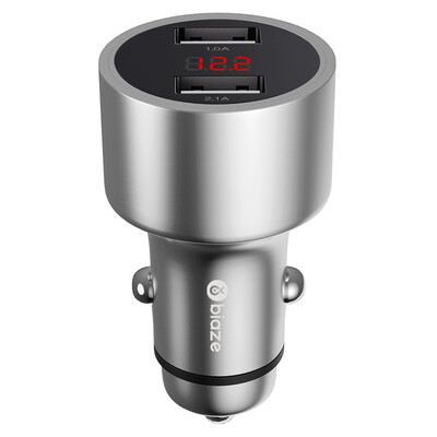 

Biaze car charger cigarette lighter MC9 silver metal material 31A dual USB one for two voltage detection display