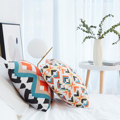 

Jia Bai pillow Gladys pillow sofa cushion office pillow bed backrest car waist cushion with core National Geometry 45 45cm Jingdong own brand
