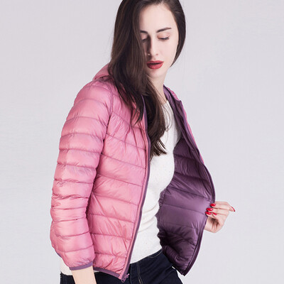 

City plus CITYPLUS 2017 winter new style women&39s hooded short paragraph long-sleeved jacket wild wear both sides of the thin down jacket CWYR179652 red possession of green M