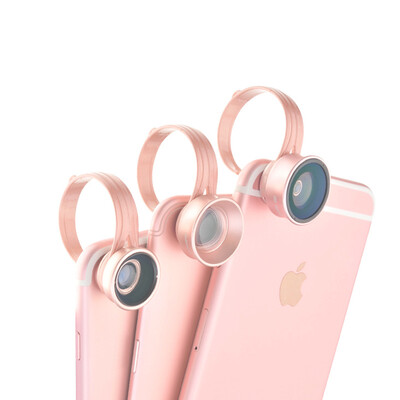 

Zylus Ztylus mobile phone lens 3 sets of Huawei Apple OPPO Millet Universal wide-angle fish eye rose gold