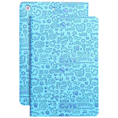 

Biya Zi (BIAZE) Apple iPad Mini4 protective cover / shell thin shatter-resistant smart sleeping holster cute cartoon little witch series PB39-blue