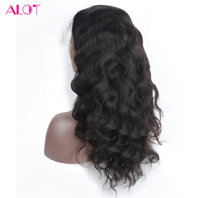 

ALOT Body Wave 360 Lace Frontal Wigs Brazilian Virgin Human Hair Wigs With Baby Hair Pre Plucked Hairline 150% Density 10-22 Inch