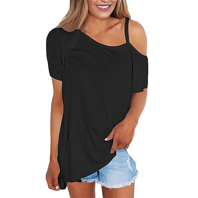 

Solid Half Open Shoulder T-shirt