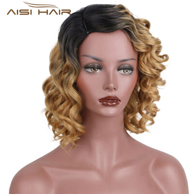 

AISI HAIR Ombre Блондинка Цвет Синтетические афро кудрявые короткие парики для черных женщин Пушистые волосы Высокотемпературные в