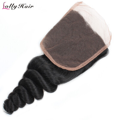 

Перуанская мода Loose Wave Lace Closure 4 * 4 Free Part 1pc Перуанская девичьи наращивание волос Швейцарский кружевной зажим Хороший 7A Средний коричневый