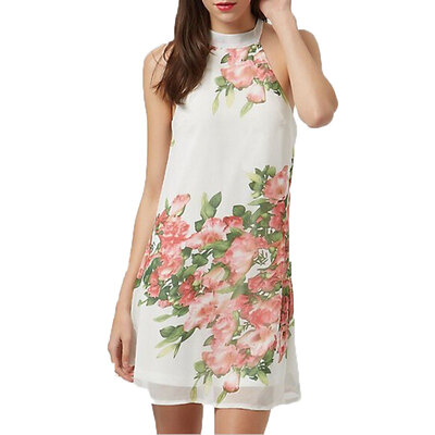 

Lovaru ™summer style 2015 new women dress Hang neck type fashion union floral print turtleneck chiffon dress