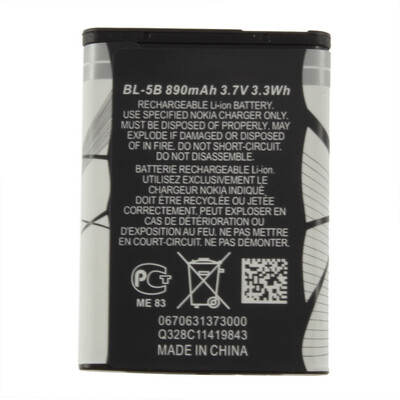 

Новый 3,7 890 мАч аккумулятор BL-5В Аккумулятор BL5B для Nokia N90 3230 5300 5070 6121 6080