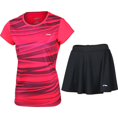 

Li Ning LI-NING 17 New Badminton Match Suit Top Shorts T-shirt AATM033-6 Male White