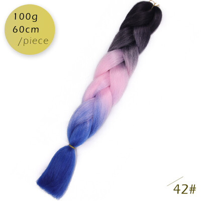 

AISI HAIR 100gpcs 24inch Kanekalon Jumbo Braids Hair Ombre Two Tone Colored Synthetic Hair for Dolls Crochet Hair