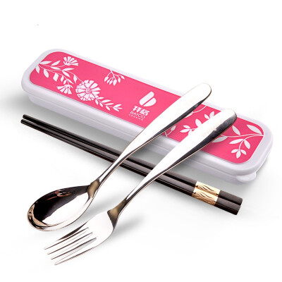 

【Jingdong supermarket】 Baige BAYCO portable tableware set stainless steel chopsticks spoon two copies of five sets of blue BX4315