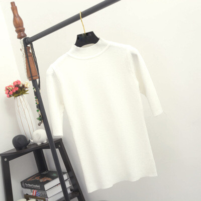 

Women Middle Sleeves Sweaters Slim Warm Bottoming Sweater Knitted Pullover