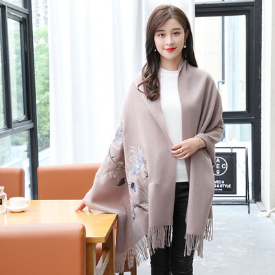 

STORY Of SHANGHAI Ladies&39 Woolen Scarf Thicker Embroidered Shawl Flower