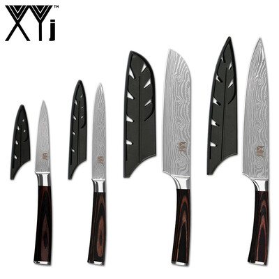 

XYj Kitchen Stainless Steel Knives Set Free Covers High Carbon Sharp Blade Knives Cooking Tools