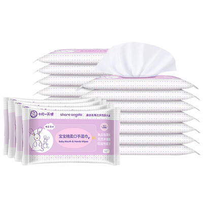 

October Angel Baby Baby Mouth Wet Wipes Portable Pack Small Pack Carrying Soft Texture Care Childrens Delicate Muscle 10 Pumps