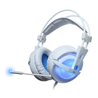 

Sades A6 7.1-channel headphone headphone (white and blue) glow wired USB desktop headset Jedi survival chicken voice headphones