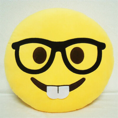 

Soft Emoji Bedding Pillow Cushion Car Sofa Pillow Stuffed Plush Toy Novelty Home Decor _NERD FACE