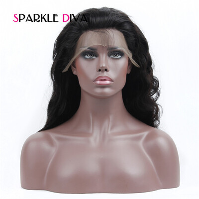 

Sparkle Diva 360 Lace Frontal Wig 150 Density Pre Plucked Body Wave Brazilian Hair 100 Human Hair For Black Women Free Shipping