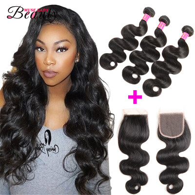 

museladybeauty hair Unprocessed Virgin Brazilian Human Hair Brazilian Body Wave 3 Bundles Extensions hair Natural Black Color